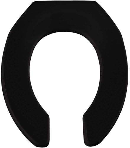 BEMIS 955SSCT 047 Commercial Heavy Duty Open Front Toilet Seat without Cover will Never Loosen & Reduce Call-backs, Round, Plastic, Black
