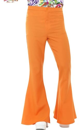 SMIFFYS Pantaloni a zampa d'elefante anni '60, da uomo, arancioni Halloween