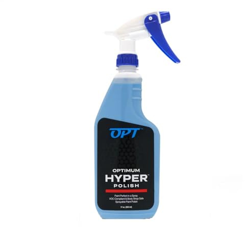 Optimum Hyper Polish - Sprayable Car Polish for Paint Correction, Buffing, Auto Detailing, Non-Staining, Non-Dusting, No Fillers, Body Shop Safe, Safe On Paint and Plastic Trim (17 oz.)