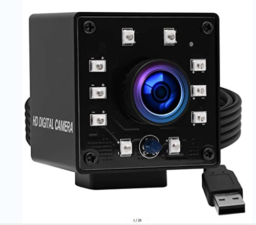 100fps Night Vision USB Camera 1/2.7 CMOS OV2710 Web Cam Full HD 1080P USB with Camera Mini Infrared USB2.0 Webcam with IR Cut and 10pcs Led Board,Webcamera with 3.6mm Lens for Android Windows Linux