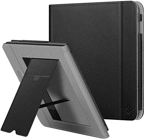 Fintie Hülle kompatibel für Tolino Vision 5 2019 / Kobo Libra H2O - Kickstand Schutzhülle mit Kartenfach Handschlaufe und Auto Sleep/Wake Funktion, Schwarz