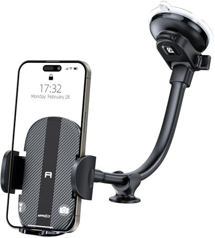APPS2Car Car Phone Holder - Windshield Mount, Strong Suction, Compatible for 4.7-6.8 iPhone 14/13/12 Pro Max, Samsung S22+