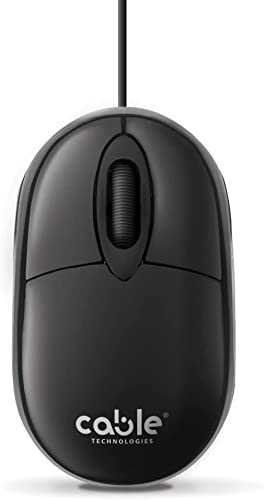 Cable Technologies Mouse Cablato, Sensore Preciso, 1000 DPI, 3 Pulsanti, Design Pratico e Confortevole, Mouse per Pc Computer Notebook, ergonomico, cavo da 1,5 m