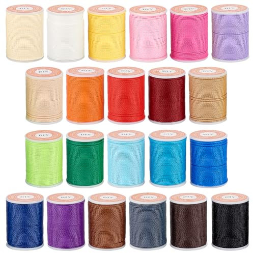 OLYCRAFT 242m 1mm Gewachste Schnur Gewachste Polyesterschnur Bunt Gewachste Polyester Fäden Cord Twist Nähen Wachsband Für DIY Armbänder Halskette Schmuckherstellung Bastelarbeiten - 22 Farben