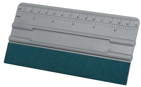 FOSHIO Spatola in feltro da 15 cm per vinile con righello da 15 cm, 4 angoli arrotondati, universale, pellicola per l'installazione di pellicole per finestre in polipropilene argento duro per auto in