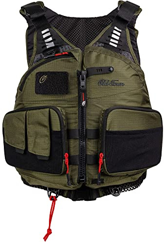 Old Town Lure Angler II Men's Front-Zip Life Jacket, L/XL, Moss