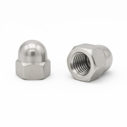 NOLDAR | Tuercas ciegas hexagonales DIN 1587. Acero inoxidable (AISI 304). Incluye 50 unidades. Métrico M6. Paso de rosca 1 (estándar).