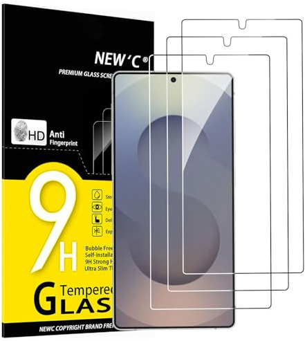 NEW'C 3 Pack, skärmskydd i glas för Samsung Galaxy S25 Ultra, bubbelfri, 9H hårdhet,ultratransparent, ultrabeständigt härdat glas