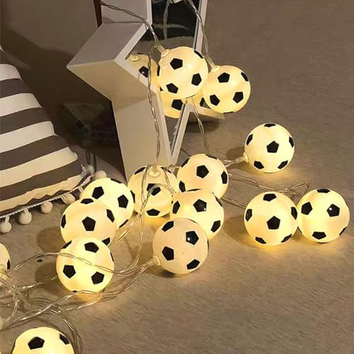 Tktouci Guirlande Lumineuse En Forme De Ballon De Football - Guirlande Lumineuse Décorative pour Chambre - 20 Leds Décorative Étanche Ballon Sportif pour Noël Fête Plage Jardin Mariage Anniversaire