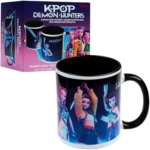 KPop Demon Hunters Officiell Huntrix originalmuggar 315 ml, keramisk kaffe- eller tekopp (Huntrix svart)