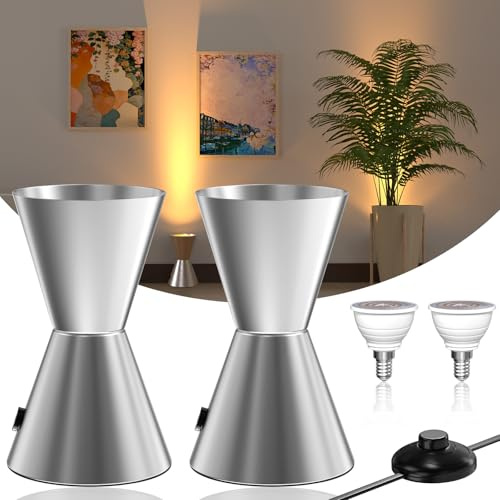 BrightWish Uplighting Spotlight Uplights Indoor Floor Can Light, Floor Spot Lights with Foot Switch, Non-Dimmable, 6W 3000K Warm White, LED Floor Uplighters for Living Room Picture Artwork (2 Pack)