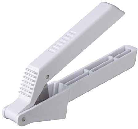 KC BLUE Kitchen Craft - Presse-Ail en Plastique avec Métal Incrusté, 16 x 4 cm - Blanc