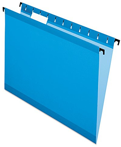 Pendaflex SureHook Reinforced Hanging Folders, Letter Size - Sheets, Blue, 20 per Box (6152 1/5 BLU), 13 x 2.81 x 9.56 inches