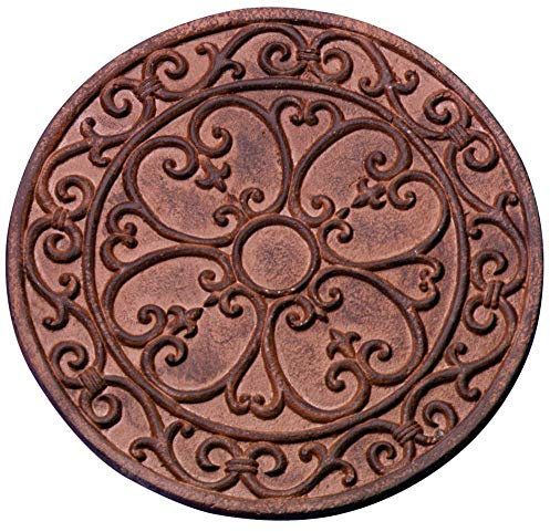 5 Stück Esschert Design Gehwegplatten, Gartenfliesen, Trittplatten, Terrassenplatten Motiv Klassik, rund, ca. Ø 30 cm x 1,2 cm Höhe