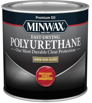 Minwax Fast Drying Polyurethane Protective Wood Finish, Clear Gloss, ½ Pint