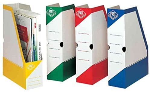 FAST Lot de 25 Porte-Revues 33x25cm Dos 8cm Couverture Carton Ondulé Bleu