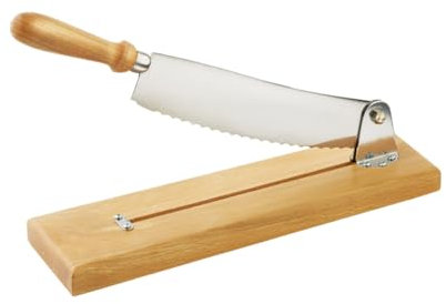 Louis Tellier N7013 Brotschneider mit Holzplatte, Klinge: 25 cm, Beige