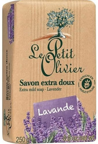 Le Petit Olivier Savon Extra Doux Enrichi en Huile d’Olive Parfum Lavande 250g (lot de 6)