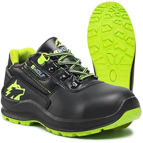 BWOLF Spyke Low Work Shoes Men's S3 Safety Shoes S3 Waterproof, Oil Resistant, Non-Slip 4x4 Grip Tech, Ergo Sole, black, 8.5 UK