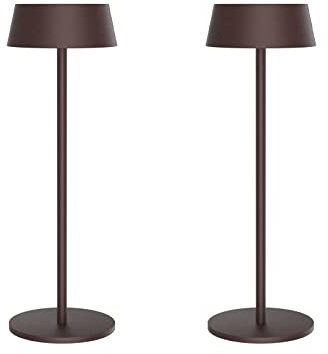 K-Bright 2 pezzi Lampada da tavolo, Luce calda Colore 3000K, Impermeabile IP54 lampade da tavolo senza fili, Ideale per cene in giardino, pub, feste, terrazze(Rosso ruggine)