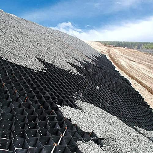 LVLONG Kiesgitter Hochbelastbare Geocell-Gitter, Auffahrt Bürgersteig Steigung Garten Geogitter Fertiger, 5cm Hohe Kiesgitterstützmauer, Einfach zu Schneiden und zu Befestigen