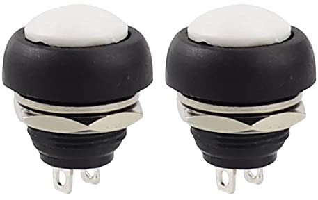 Lot de 2 boutons poussoirs ronds - 12 mm - Interrupteur à pression DIY AC 1,5 A/230 V 12 V - Blanc
