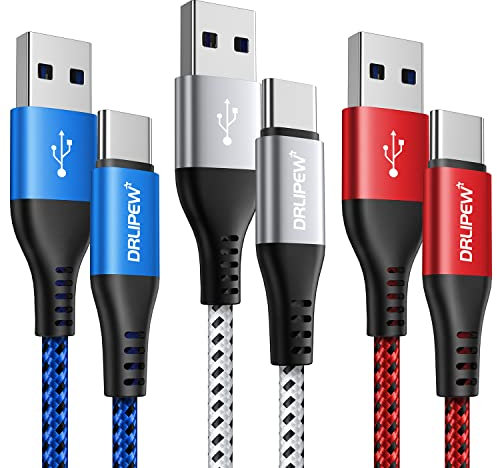 Câble USB C [2M/Lot de 3],3A Cable Chargeur Type C en Charge Rapide Nylon Tressé pour Samsung Galaxy S23 S22 S21 Plus Ultra S10 s9+,A51 A71 A53 A40,NOTE 20 10 9 8 Plus,PS5,Switch,OnePlus 6T,Huawei P30