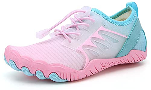 Teechodina Kinder Barfußschuhe Kleinkind Barfussschuhe Wasserschuhe Strandschuhe Schnell Trocknend Badeschuhe Aquaschuhe für Jungen Mädchen, C Rosa, 31