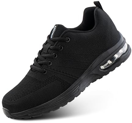 Hitmars Scarpe Ginnastica Uomo Donna Scarpe da Running Corsa Leggere Traspiranti Lacci Sneakers Fitness Sportive Jogging Outdoor Nero Nero EU 44