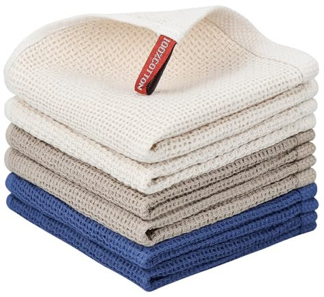 Nialnant Strofinacci da cucina in 100% cotone, strofinacci a nido d'ape per lavare i piatti, morbidi stracci assorbenti, ad asciugatura rapida, 30,5 x 30,5 cm, confezione da 6