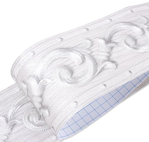 JUMRHFAN Baumarkt Selbstklebende Bordüre,5 m x 10,6 cm – Einfach anzubringen, abziehbar & vielseitig einsetzbar(Grau)