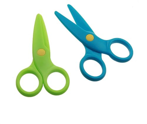2 Pezzi Forbici di Sicurezza per Bambini, 11 cm in Plastica PP, Testa Tonda per Bambini dai 2 Anni in Su, Età Prescolare per Mestieri e Fai da Te