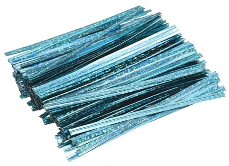 sourcing map Lot de 300 attaches torsadées réutilisables en papier kraft, 10,2 cm, pour emballage de boulangerie, gâteaux, bonbons, sacs à café, fournitures de fête de mariage, bleu