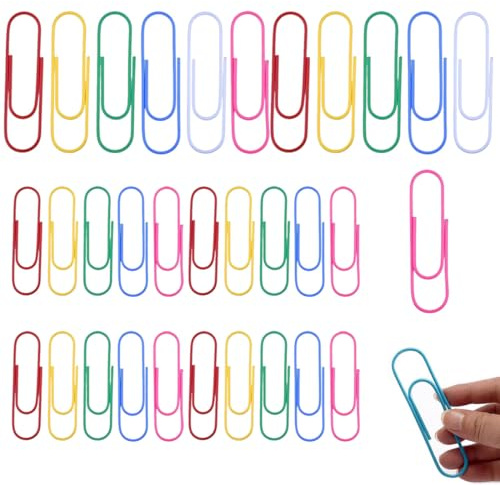 SULIUDAJI 32 Pièces Grands Trombones Multicolores Trombones Multicolores Avec Revêtement En Vinyle Brillant Pour Papiers École Fournitures De Bureau 50Mm 100Mm