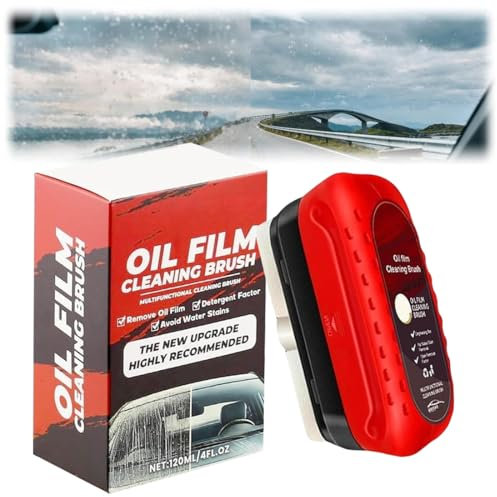 Rimozione Pellicola di Olio in Vetro,Automotive Oil Film Cleaning Brush,Detergente per Vetri Auto,Anti Appannamento Pulitore Idrorepellente Vetri Auto, Pennello per pellicola ad olio rosso