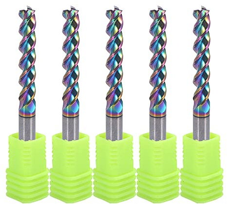 Fraise à queue carrée en carbure de 4 mm pour applications en aluminium-cuivre, 3 cannelures, diamètre de coupe 4 mm, tige 4 mm, revêtement DLC, fraises CNC, fraises à bout, design en U, pack de 5 (4