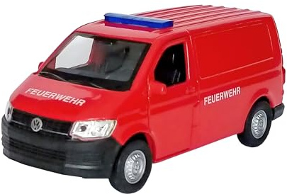 Volkswagen Transporter T6 Van Brandkår buss i metall med retdragmotor VW modell bil leksaksbil leksak bil Welly 77