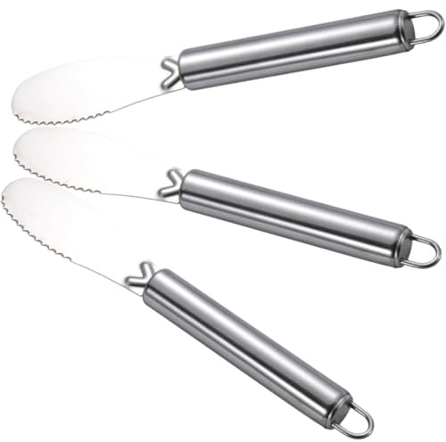 Veemoon Lot de 3 Spatules à Beurre et Fromage en Acier Inoxydable Couteaux à Tartiner Ergonomiques pour Sandwich Confiture et Fromage Frais Ustensiles Cuisine Multifonctions pour Repas