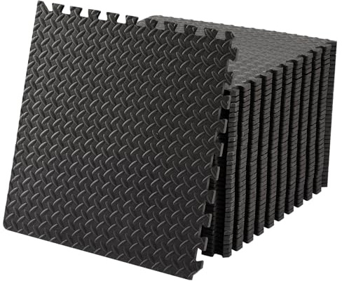 NEWBULIG Interlocking Foam Floor Tiles, Gym Flooring for Home Gym Mat 24 inch Long, 1/2 Inch Thick, Foam Mats for Floor, Garage, Workout Space, Non-Slip, 36pcs