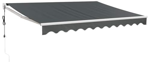 Xhnifbn Tenda da sole con braccio articolato con azionamento automatico e manovella, tenda da sole per terrazza in alluminio e poliestere, retrattile per balcone, 3 x 2,5 m, antracite