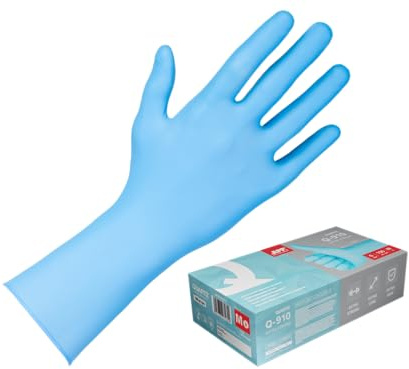 APP QUARTZ Q910 - Guanti Monouso in Nitrile Blu Extra Resistenti 6 mil (0,15 mm), Polsino Lungo 305 mm | Dita Rinforzate, Senza Polvere | Scatola da 100 Pezzi, Taglia M