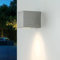 Licht-Erlebnisse Moderne Wandlampe AALBORG in Silber IP44 Downlight Außen Gartenbeleuchtung Haus Terrasse