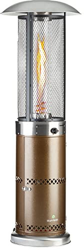 Blumfeldt Heizpilz Gas für Terrasse, Garten & Balkon, Terrassenheizer mit 360°Flammen-Blick, Outdoor-Gasheizstrahler, Terrassen-Heizer mit Elektrischer Zündung, Gas-Heizstrahler mit Bodenrollen