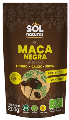 Sol Natural MACA Noir en Poudre Bio 200 g, Non Applicable