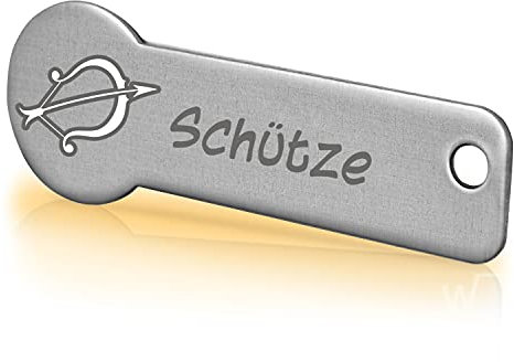 Einkaufswagenlöser ® Code24 Sternzeichen Schütze/Schlüsselanhänger Einkaufschip mit Schlüsselfundservice/Abziehbarer Einkaufswagenchip Metall, Chip Einkaufswagen, Key Finder / 2 Jahre Fundservice