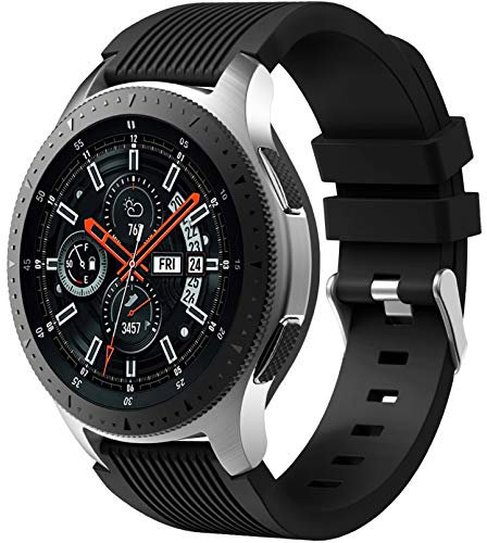 Dirrelo Armband Kompatibel mit Samsung Galaxy Watch 3 45mm/Galaxy Watch 46mm/Huawei GT 2 46mm, 22mm Weiche Silikon Sport Armbänder Ersatz für Samsung Gear S3 Frontier für Herren Damen, Schwarz