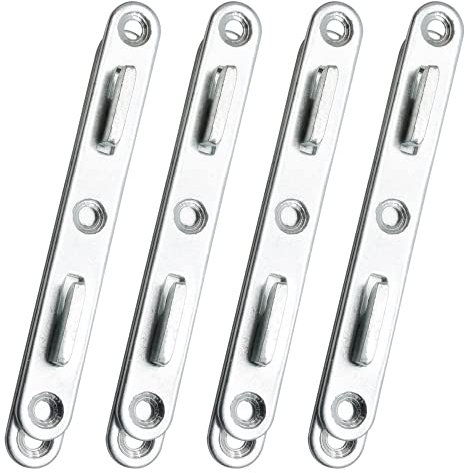 BokWin 4 Stück Holzbettschienen-Verbindungsbeschläge, 12,7 cm dicke Bettschienen-Verbindungselemente, Zink, runde Betthaken