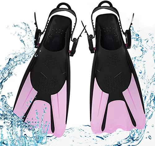 mizikuu Schnorchelflossen, Verstellbare Tauchflossen Kurze Gr.34-38 mit Tasche zum Umhängen Schwimmflossen Kinder Taucherflossen Erwachsene Leichte Reiseflossen zum Schwimmen Schnorcheln, Rosa