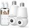 Codnida 2PCS Camara Bombilla Vigilancia WiFi Exterior/Interior 2K, PTZ 360 Grados IP Camaras Domicilio con 24/7 Grabación Continua, Visión Nocturna Inteligente en Color, Detección de Movimiento