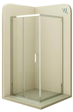 Moments Of Glass Mampara de Ducha Dora 90x140x190cm, REVERSIBLE, Puerta Corredera, Ajuste 87.5-89.5x137.5-139.5cm, Perfiles Cromados, Cristal Templado Transparente 6mm